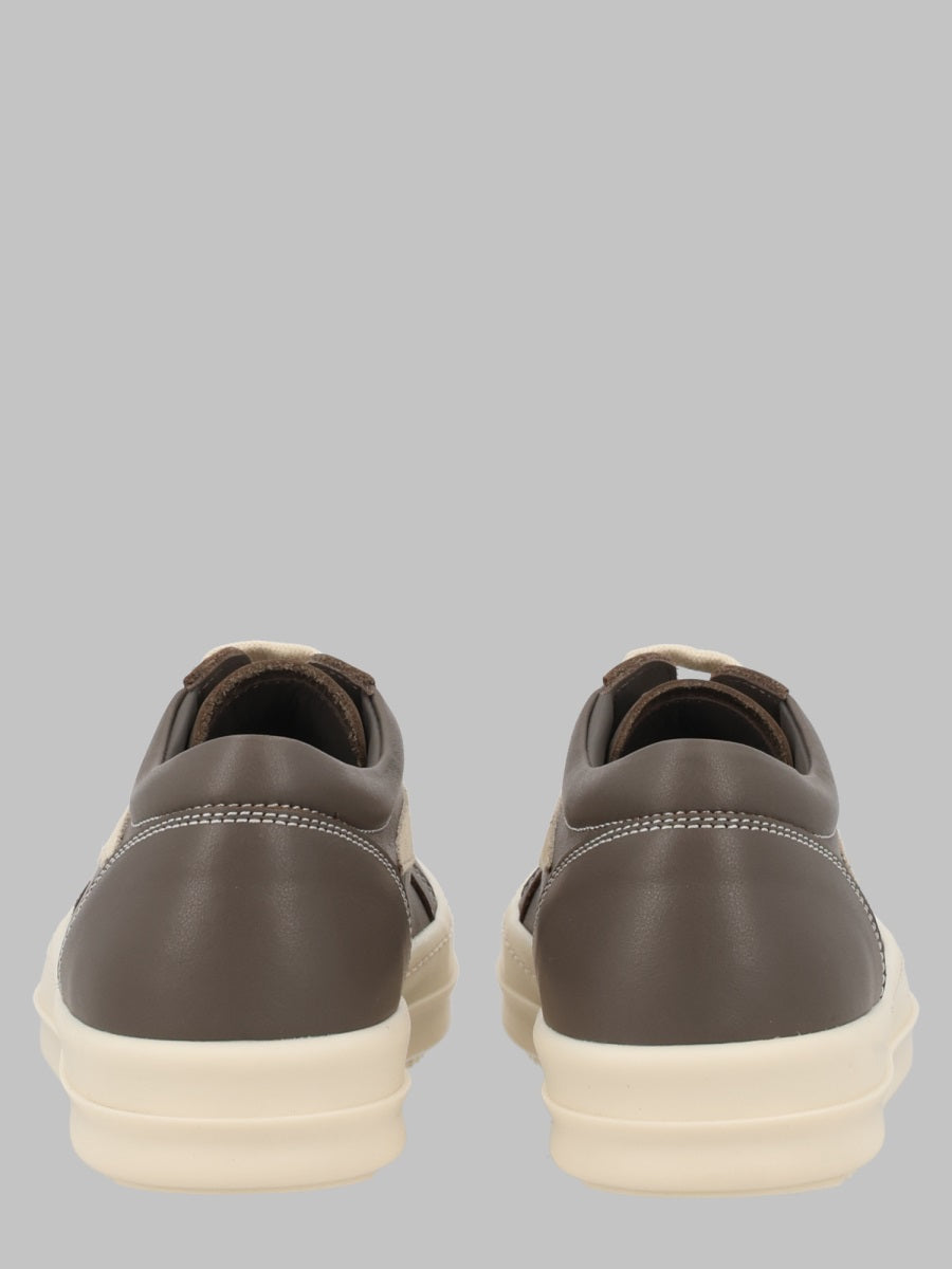 Rick Owens Scarpe In Pelle Vintage Sneaks Black/Milk/Milk