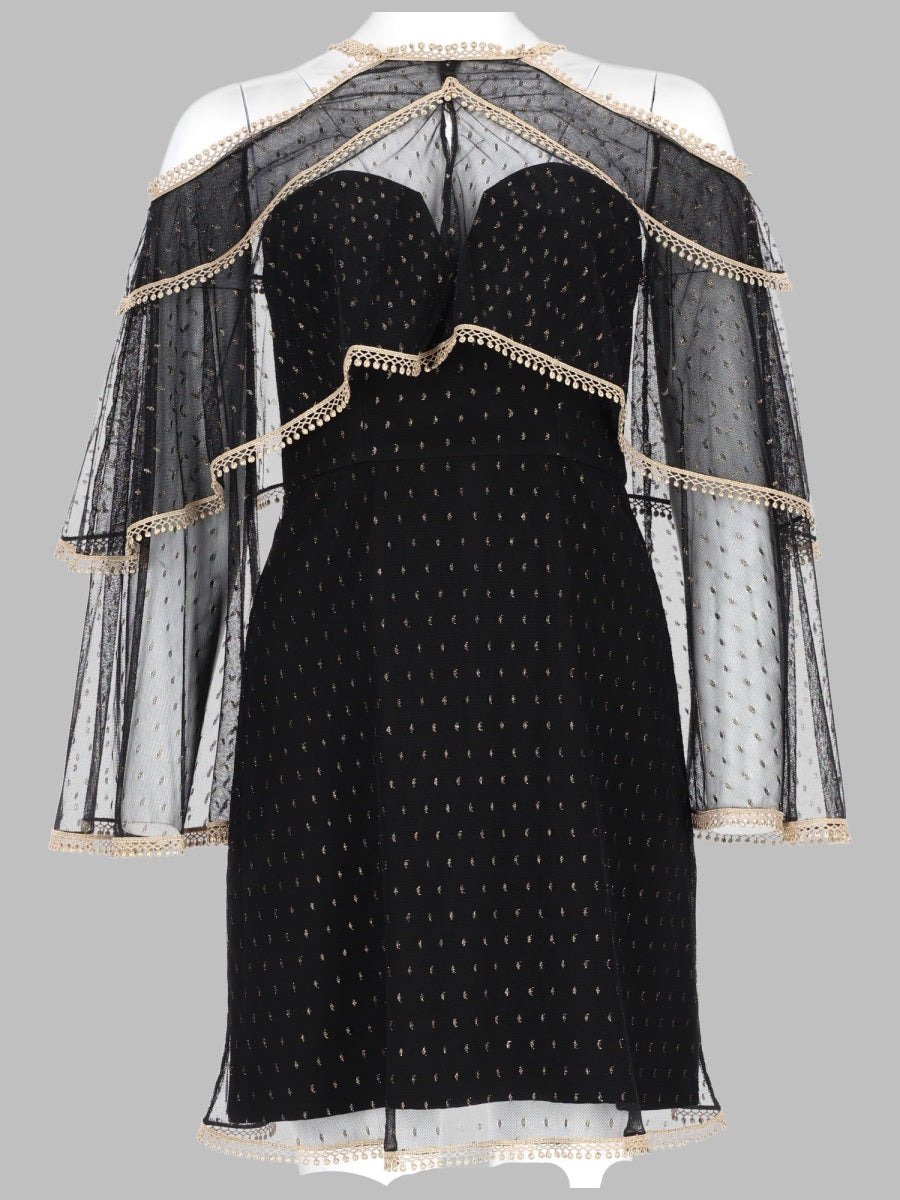 Thurley Abito Con Cappa In Tulle Plumetis