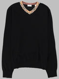 Burberry Maglia In Lana Merino Con Scollo "Check"