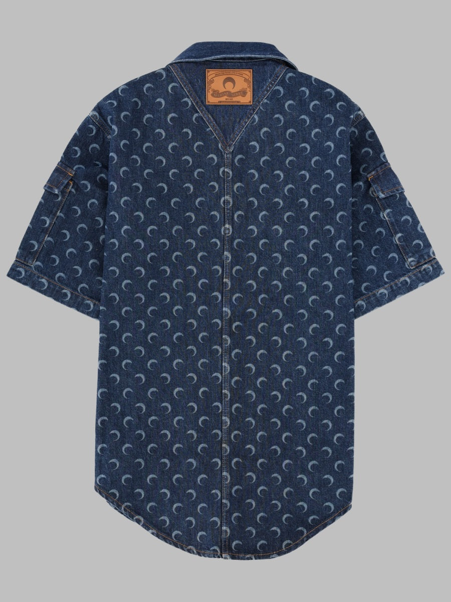 Marine Serre Camicia In Denim Con Stampa All Over