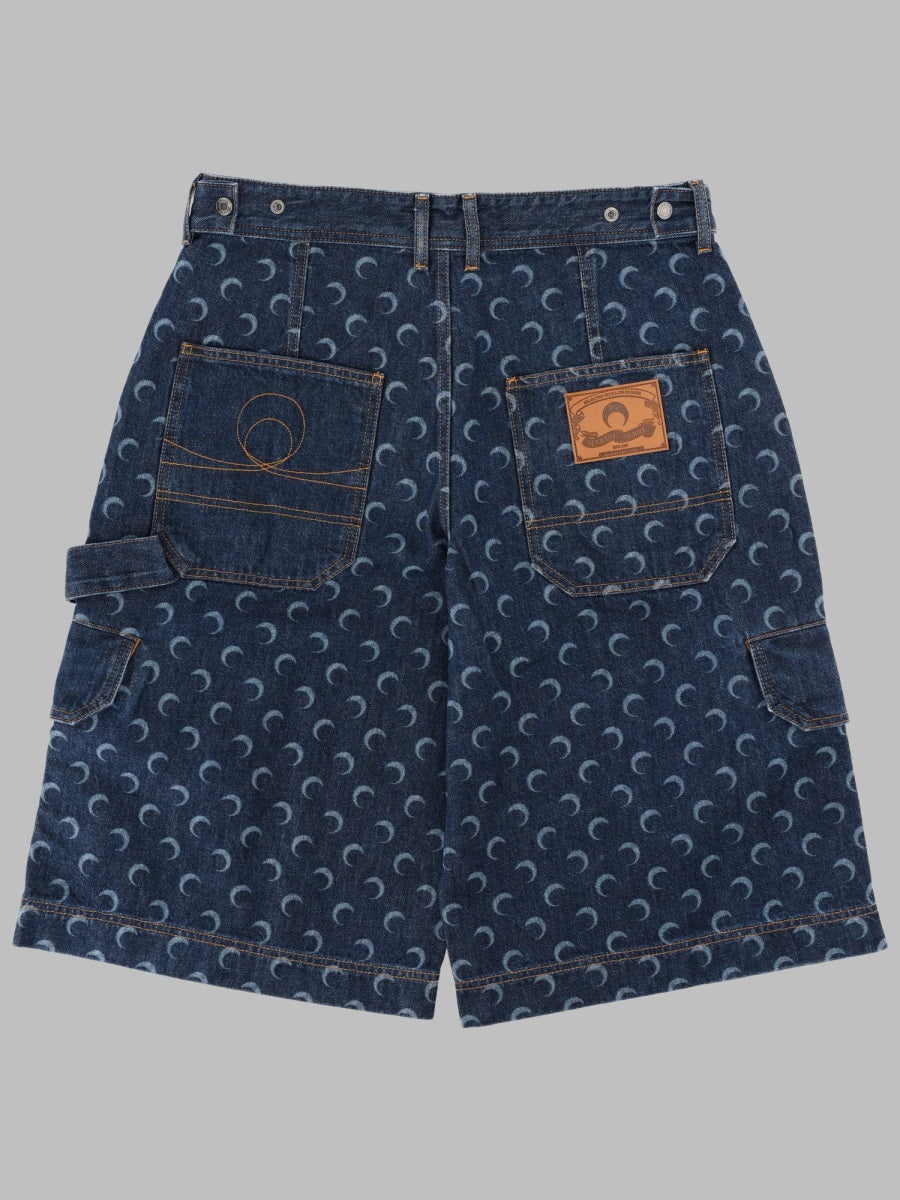 Marine Serre Shorts In Denim Con Stampa All Over