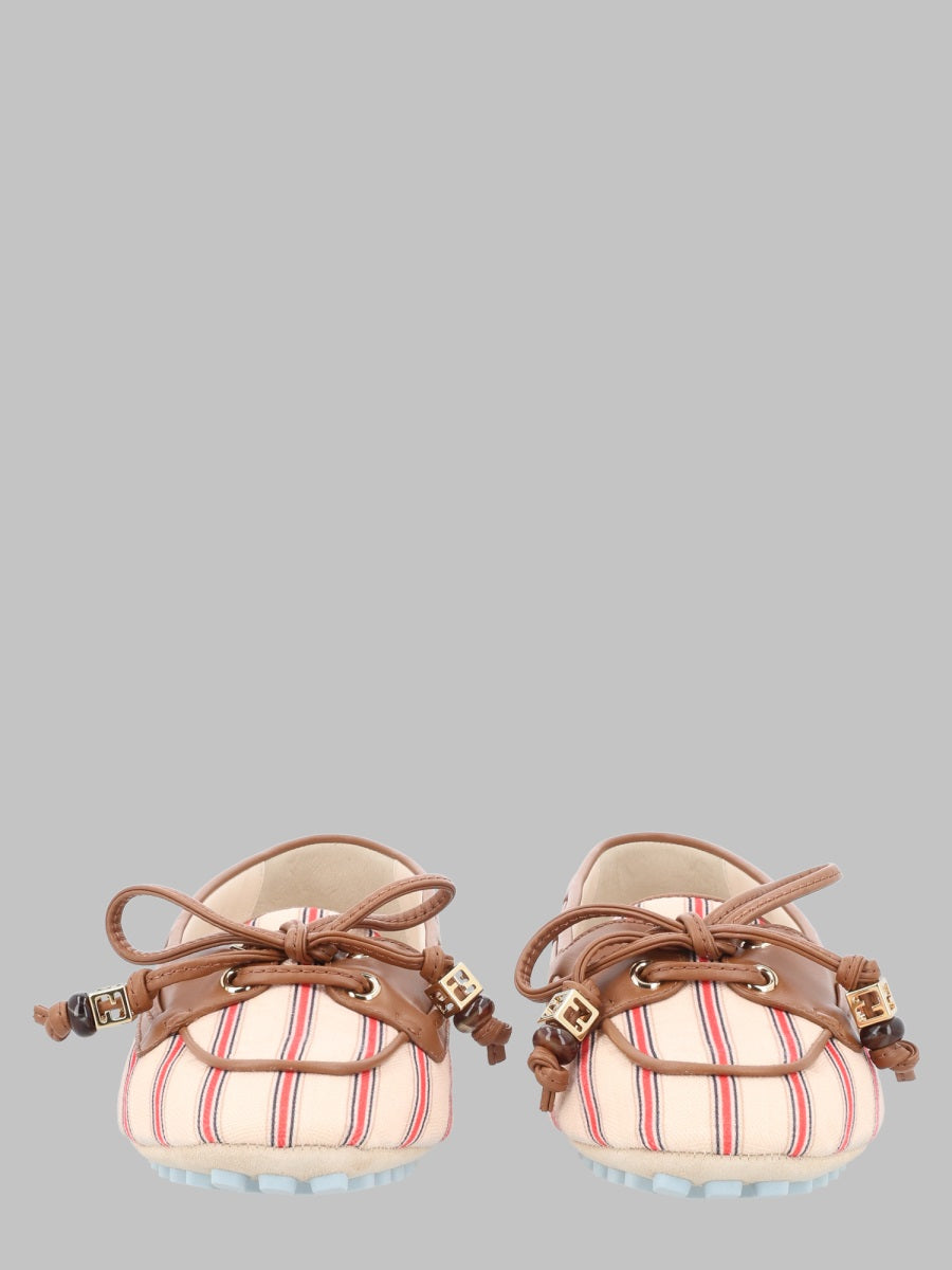 Fendi Mocassino In Canvas Ff E Pelle