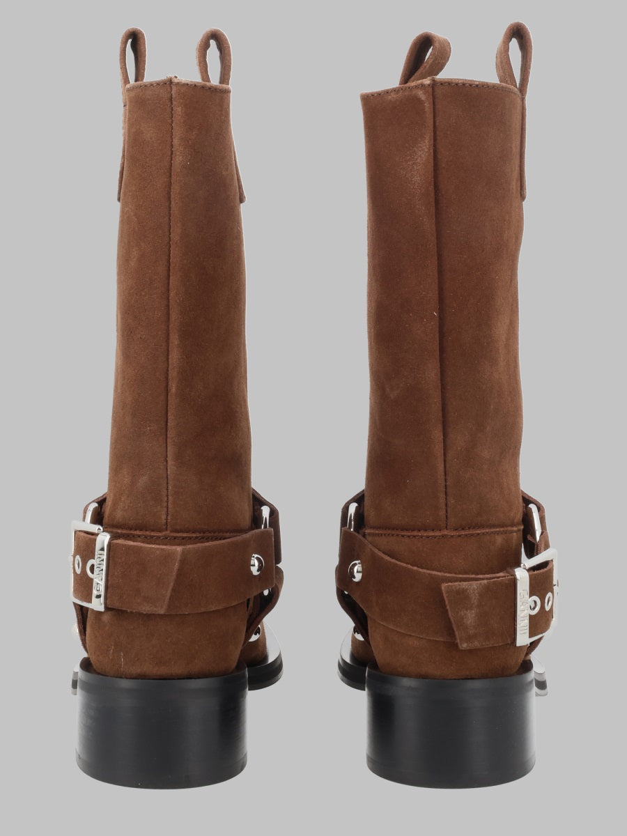 Ganni Stivaletto Biker In Suede