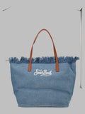 Mc2 Saint Barth Borsa "City" In Denim Con Frange