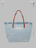 Mc2 Saint Barth Borsa "City" In Denim Con Frange