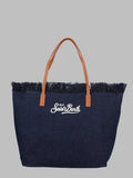 Mc2 Saint Barth Borsa "City" In Denim Con Frange