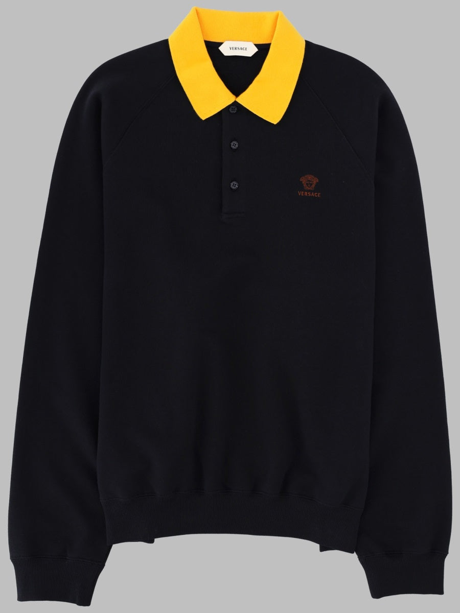 Versace Felpa Con Colletto Polo E Logo