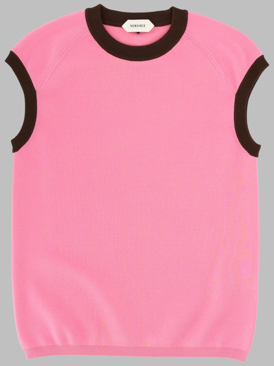 Versace Top In Maglia Di Cotone