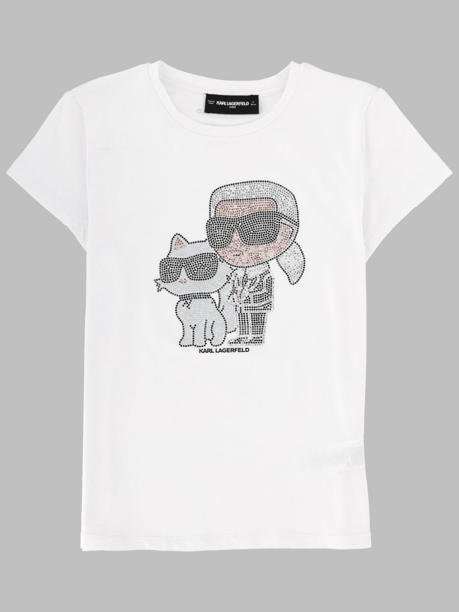 Karl Lagerfeld T Shirt Con Stampa Glitter