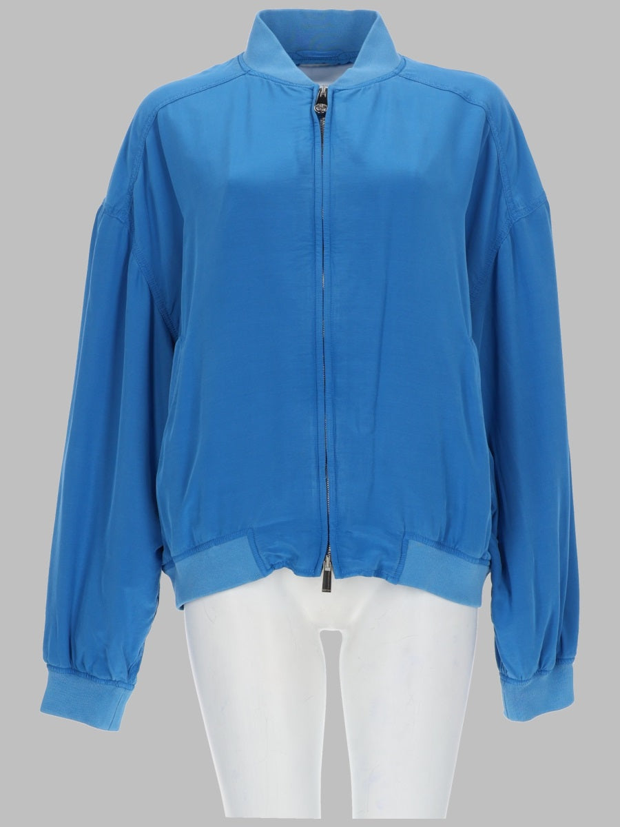 Versace Blouson Con Zip In Popeline Di Seta