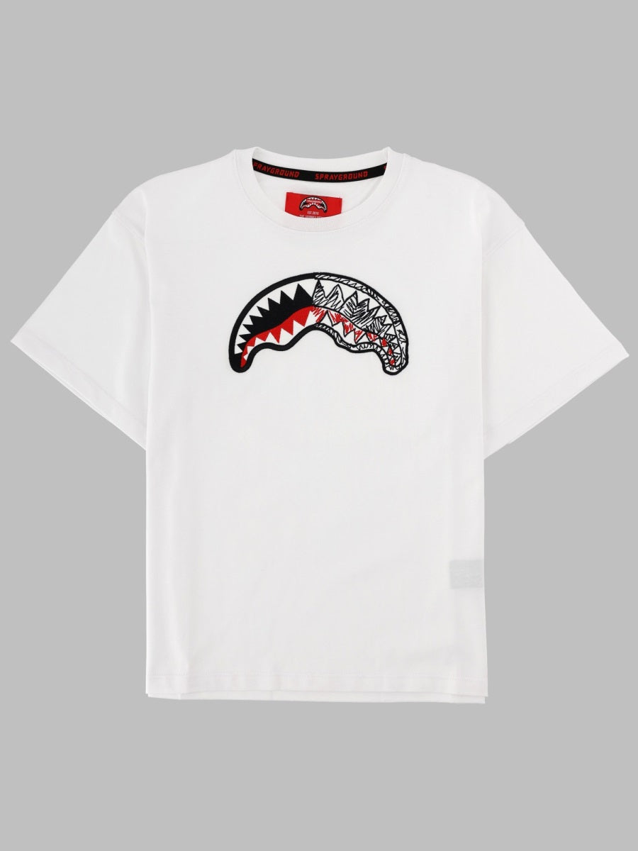 Sprayground Sketch Shark White Over T Shirt