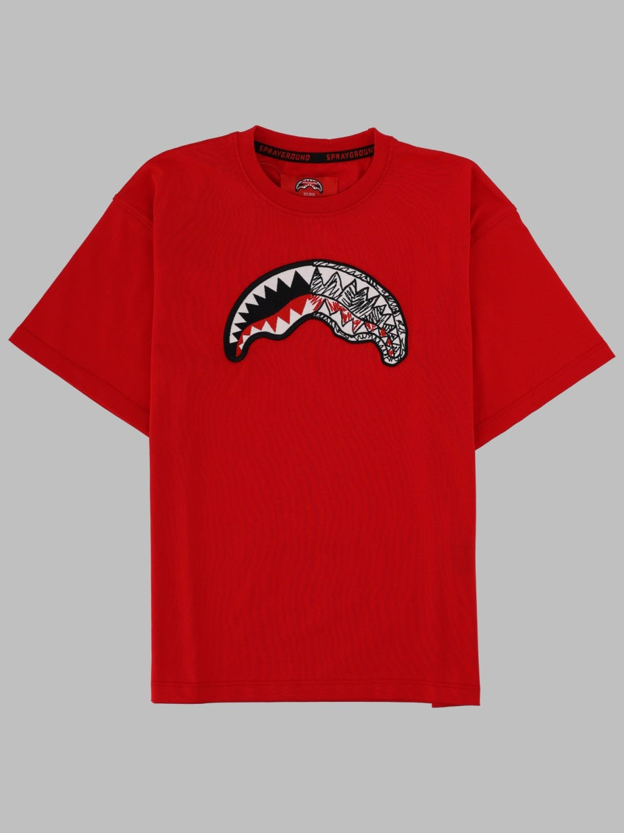 Sprayground Sketch Shark Red Over T Shirt