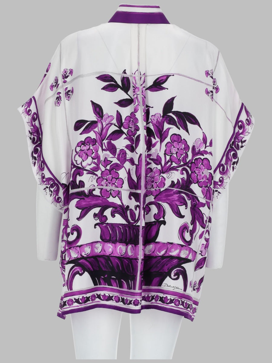 Dolce & Gabbana Camicia In Twill Stampa Maiolica