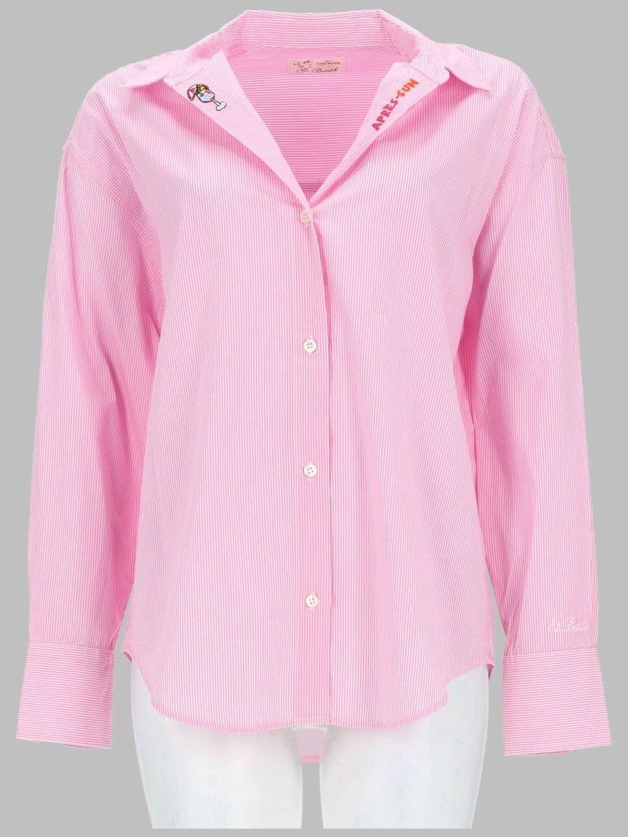 Mc2 Saint Barth Camicia A Righe Con Ricamo