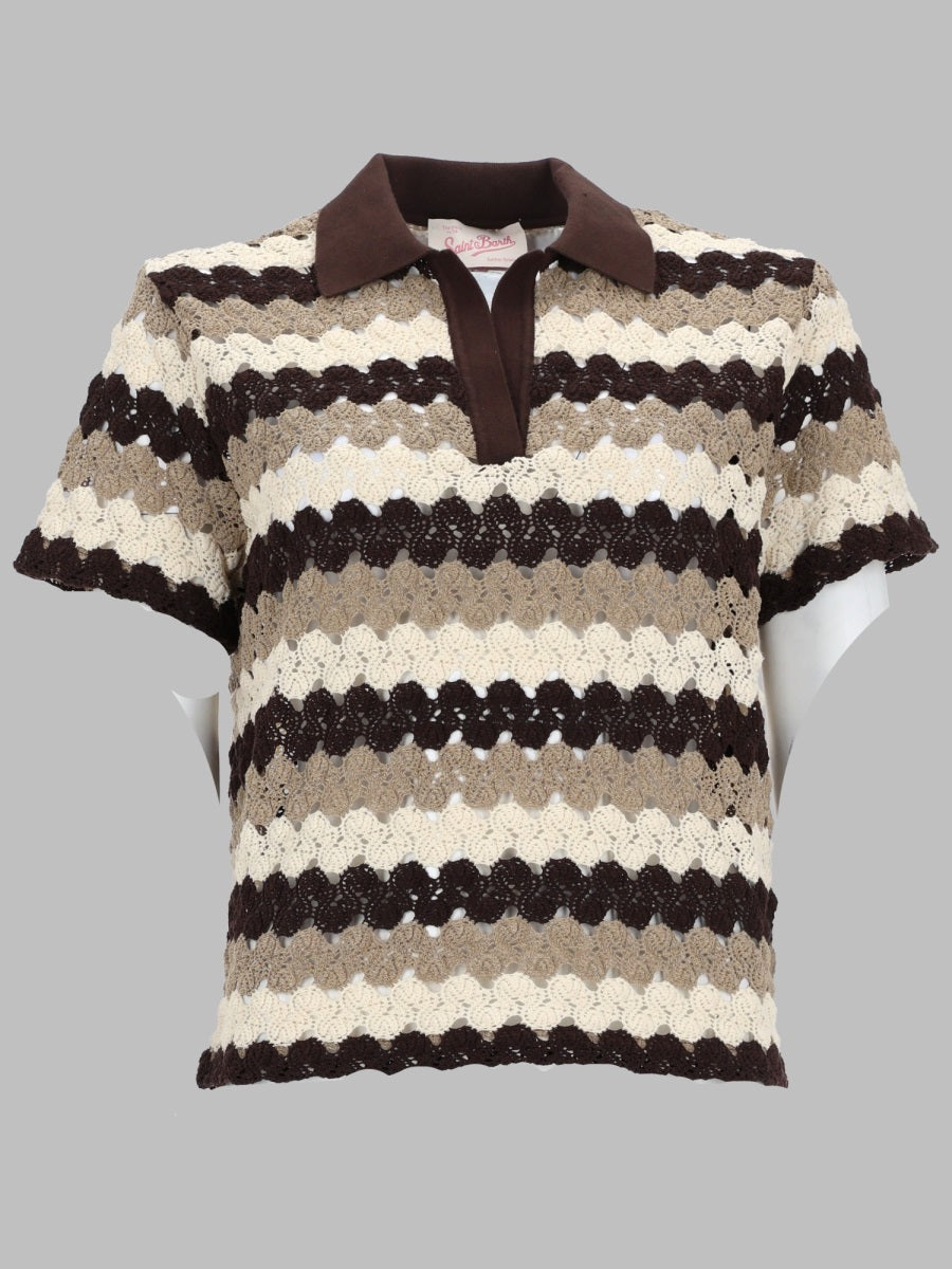 Mc2 Saint Barth Polo In Cotone Crochet