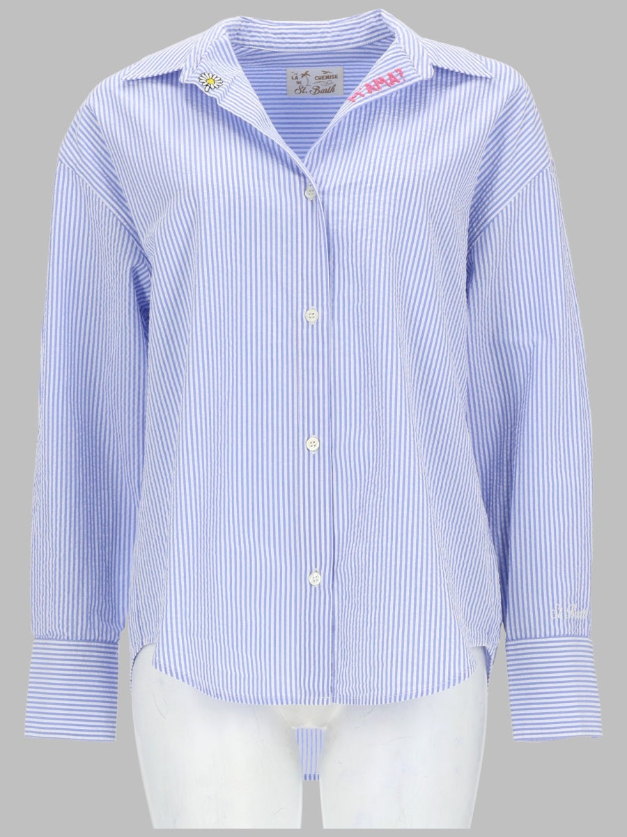 Mc2 Saint Barth Camicia A Righe Con Ricamo