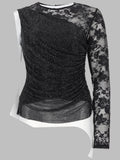 Self Portrait Top Monospalla Con Strass E Pizzo