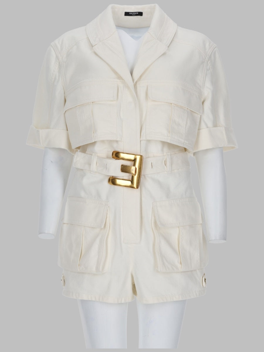 Balmain Jumpsuit Con Cintura In Denim