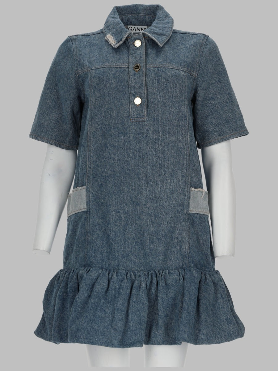 Ganni Abito In Denim Patchwork
