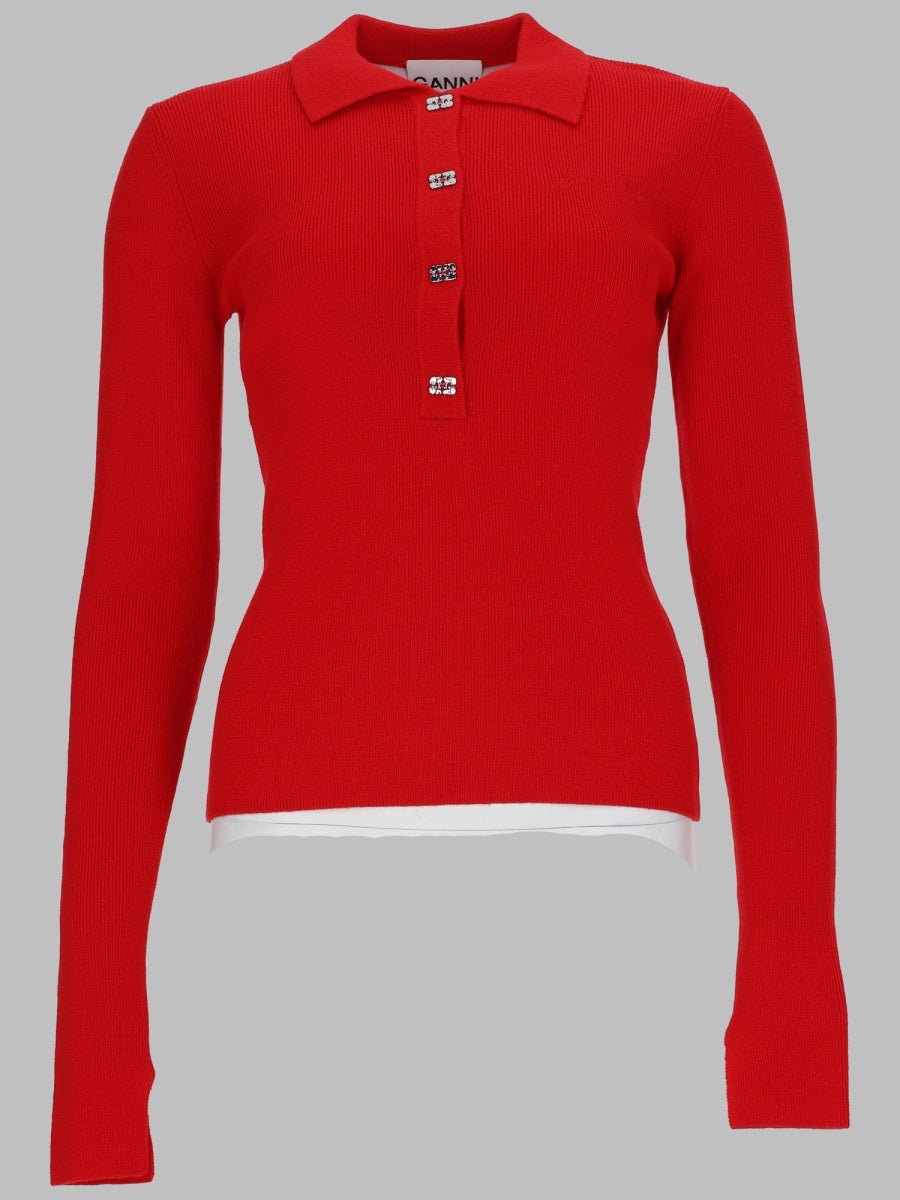 Ganni Polo In Maglia Di Lana