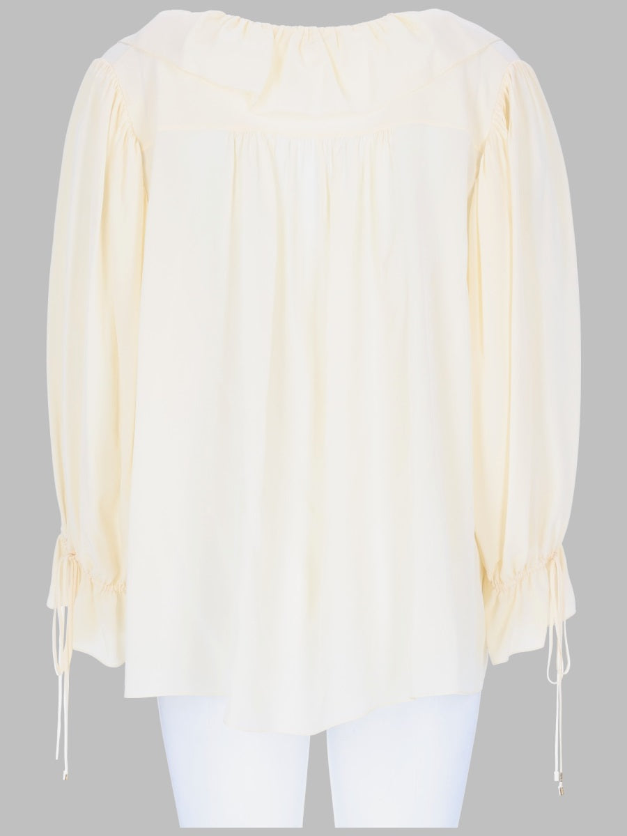 Chloé Top Con Volant E Scollo A V In Crêpe De Chine