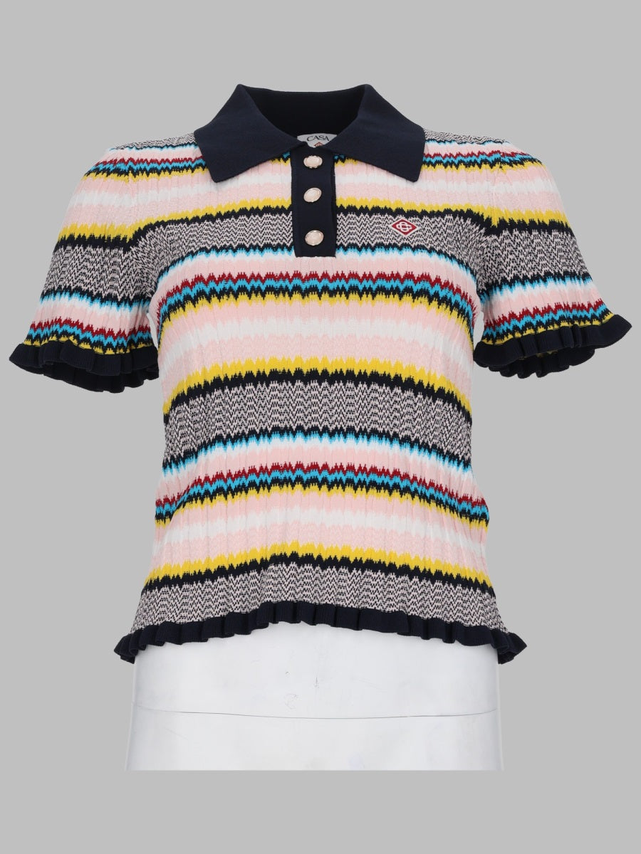 Casablanca Maglia Polo Con Motivo Chevron