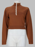 Chloé Pullover A Collo Alto In Maglia Di Lana E Pizzo