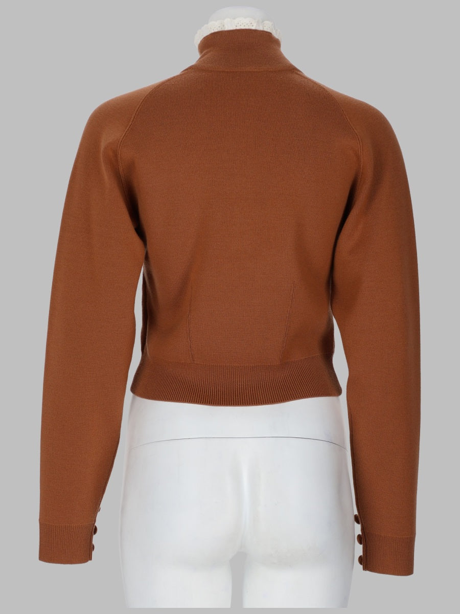 Chloé Pullover A Collo Alto In Maglia Di Lana E Pizzo