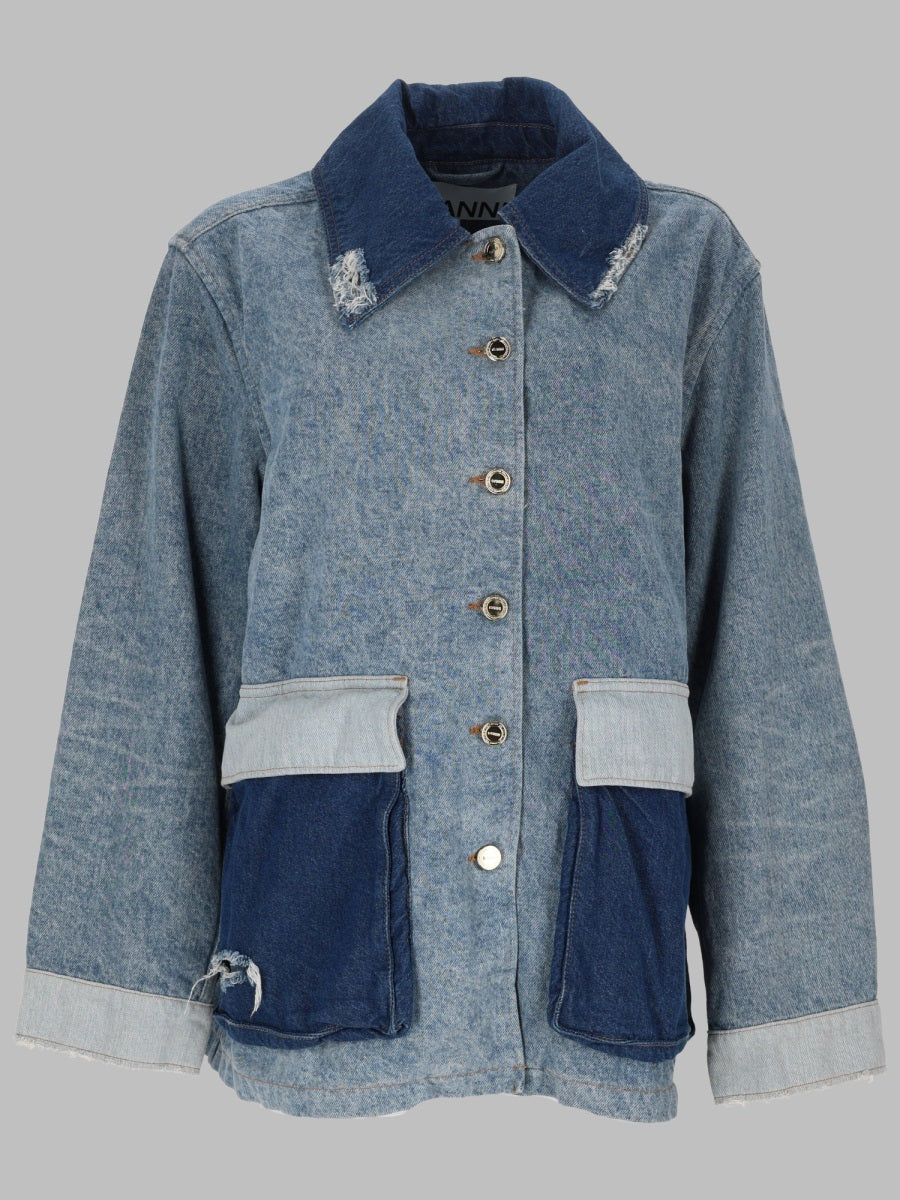 Ganni Giacca In Denim Patchwork