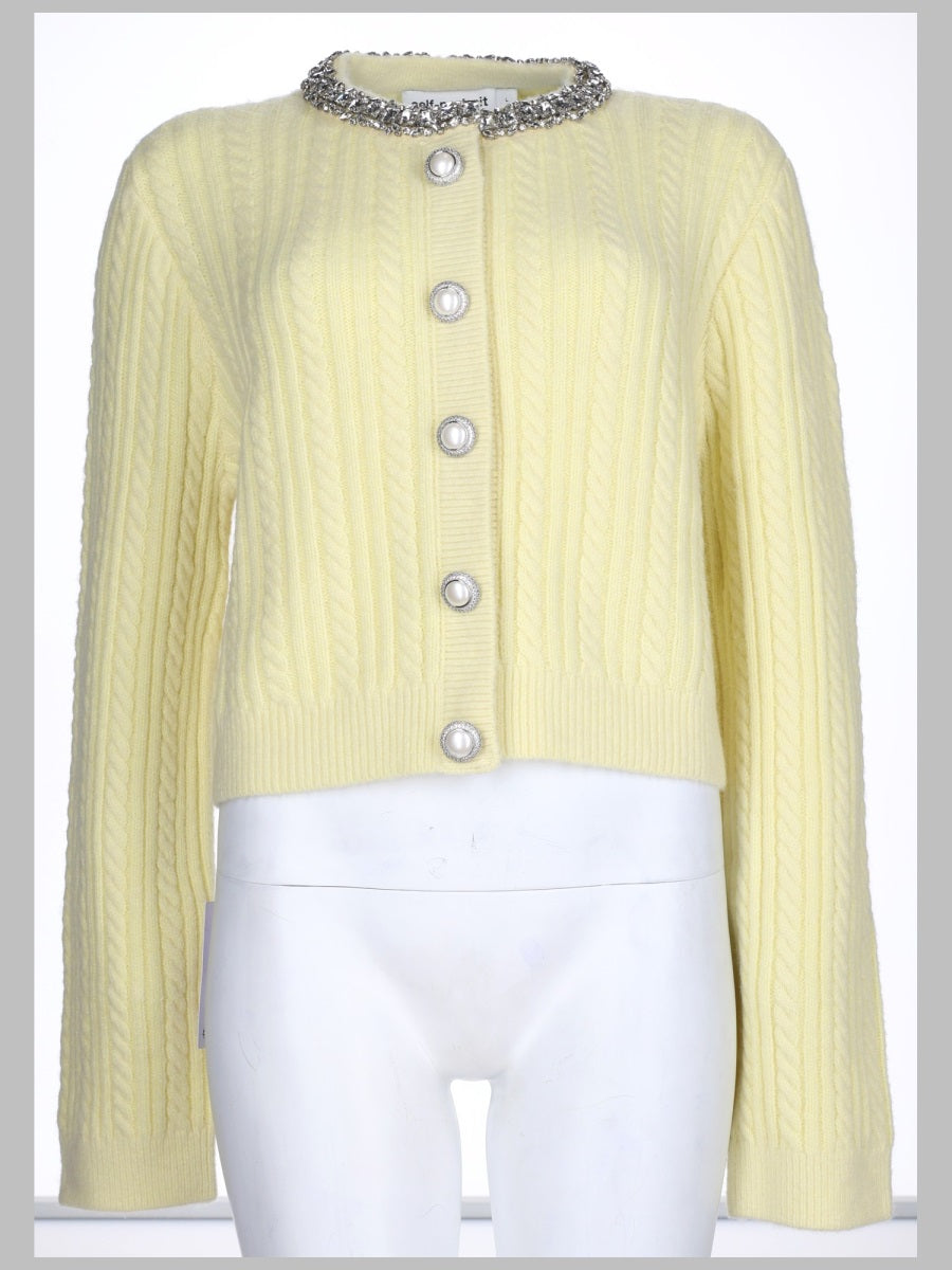 Self Portrait Cardigan Con Perle E Strass