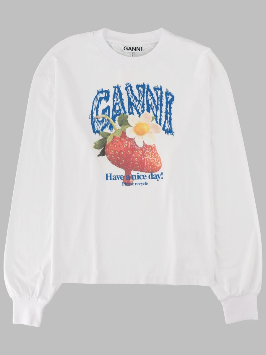 Ganni T Shirt Con Stampa "Strawberry"