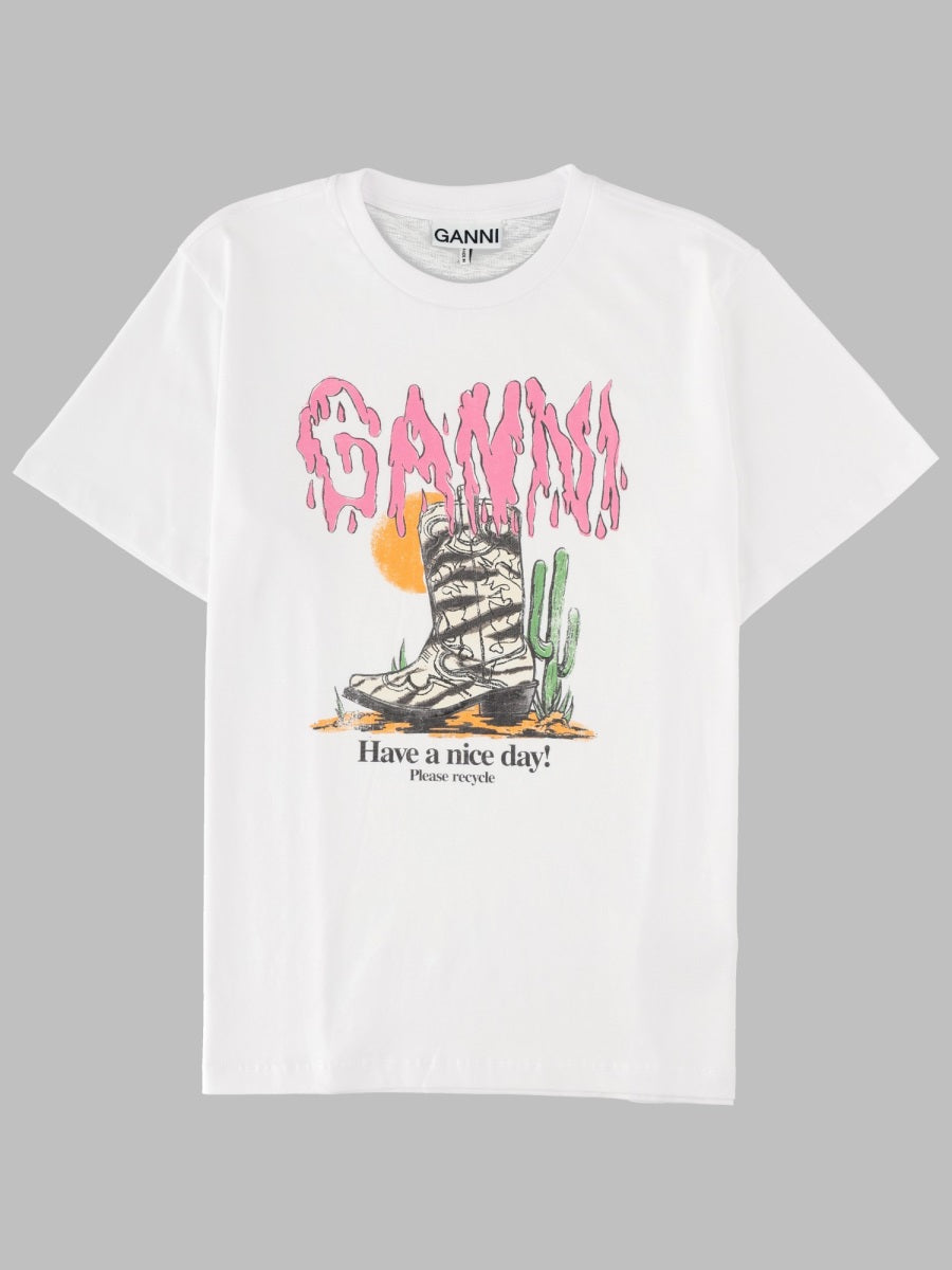 Ganni T Shirt "Western Zebra Boot"