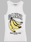 Ganni Tank Top Con Stampa Banana