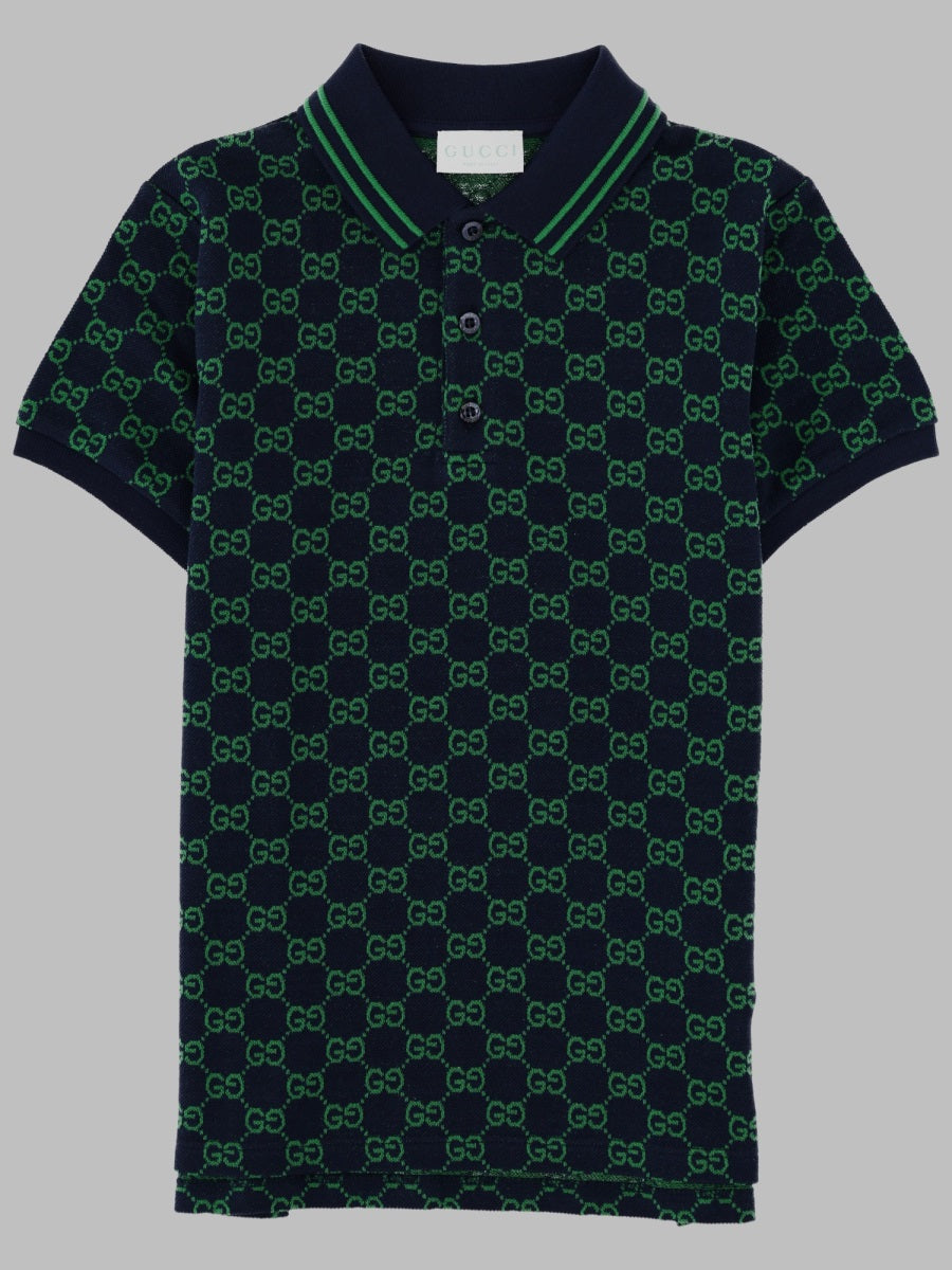 Gucci J S/S Polo Gg
Cotton Piquet/
Navy/Green