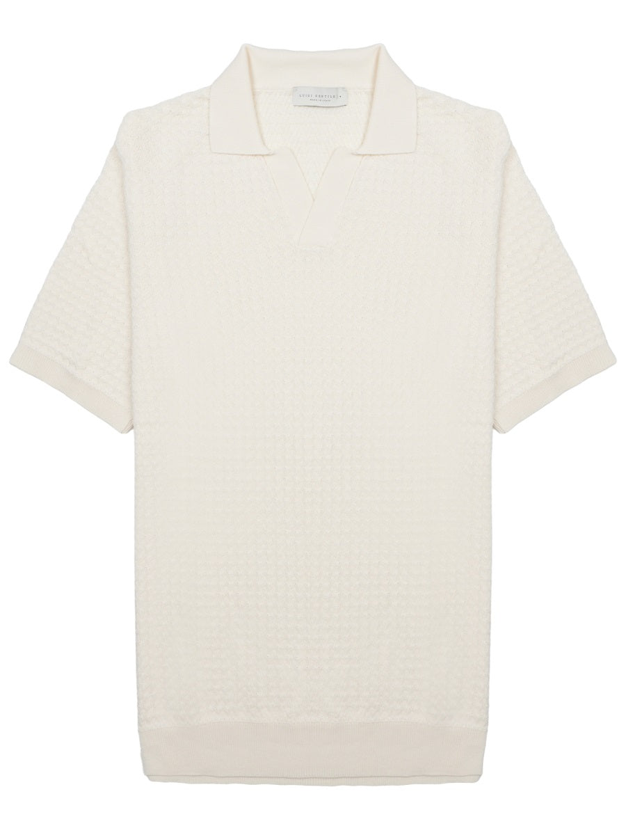 Luigi Gentile Polo "Capri" In Crochet Di Cotone