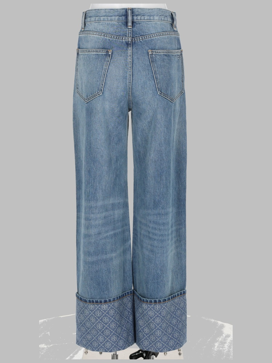 Tory Burch Jeans A Gamba Dritta Con Risvolto A Contrasto