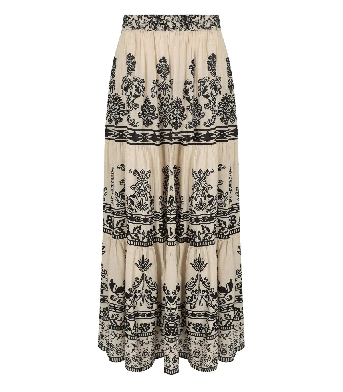 Pahiesa Formentera Ecru And Black Long Skirt