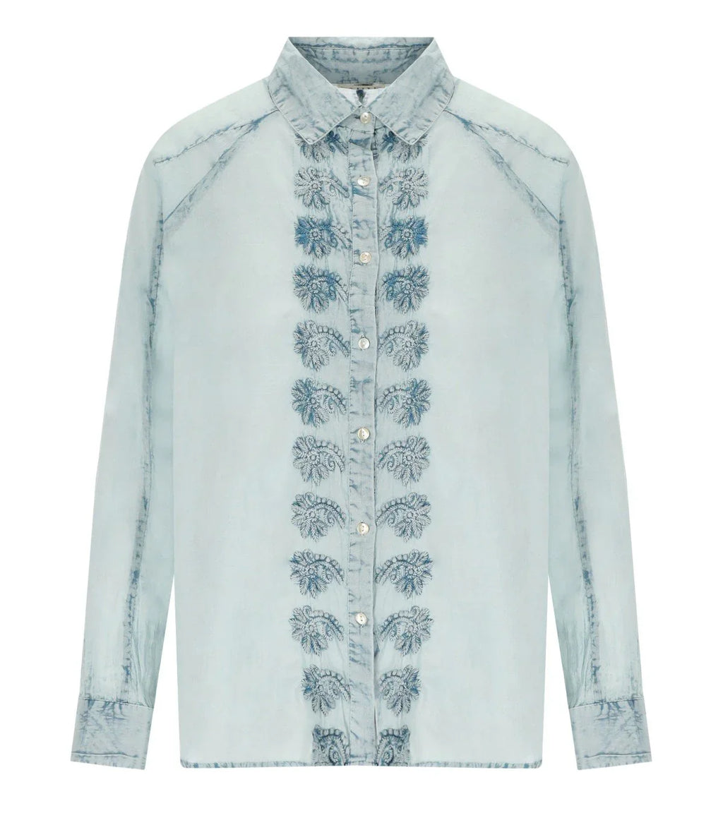 Pahiesa Formentera Light Blue Embroidered Shirt