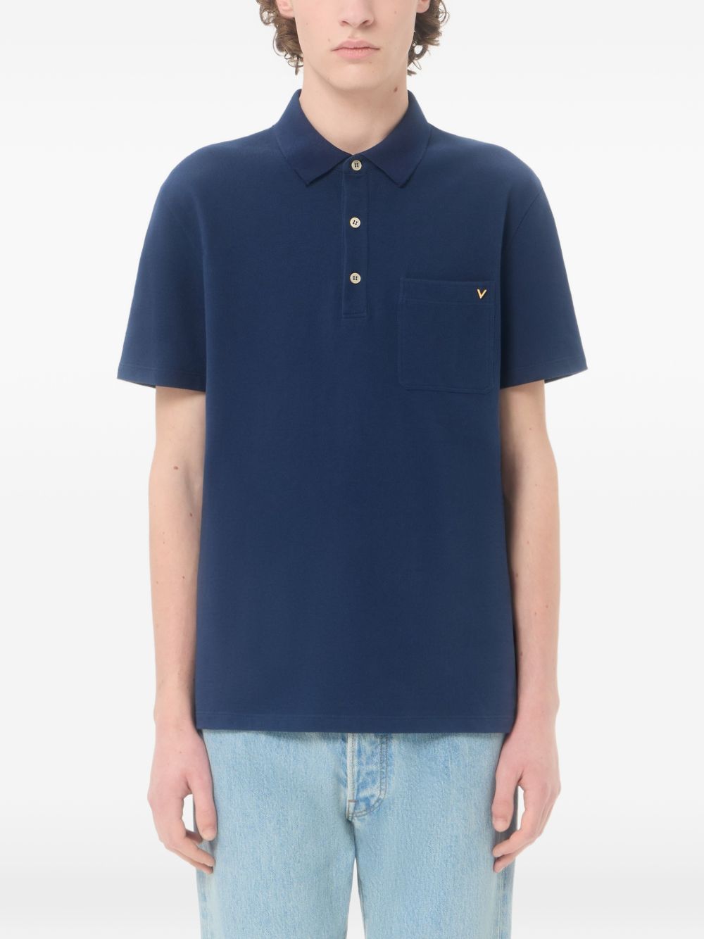 Valentino V Gold Cotton Polo Shirt