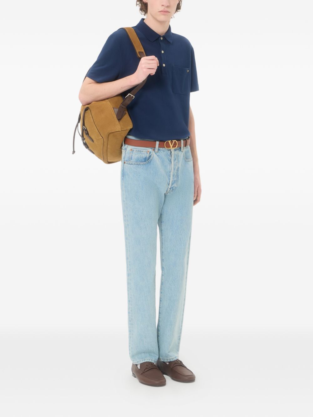 Valentino V Gold Cotton Polo Shirt