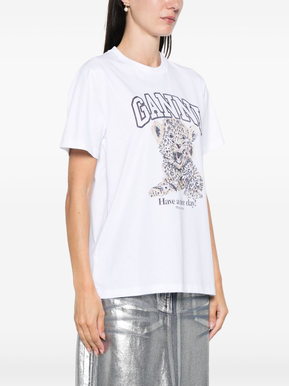 Ganni Printed Cotton T Shirt