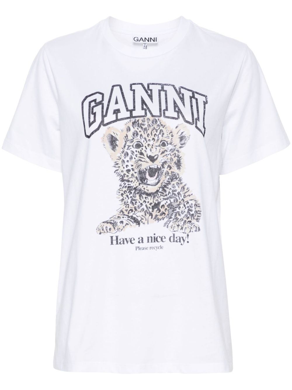 Ganni Printed Cotton T Shirt