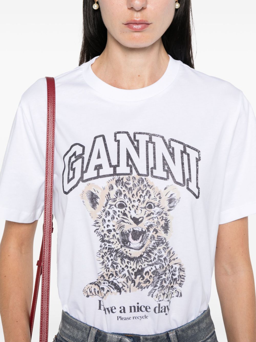 Ganni Printed Cotton T Shirt
