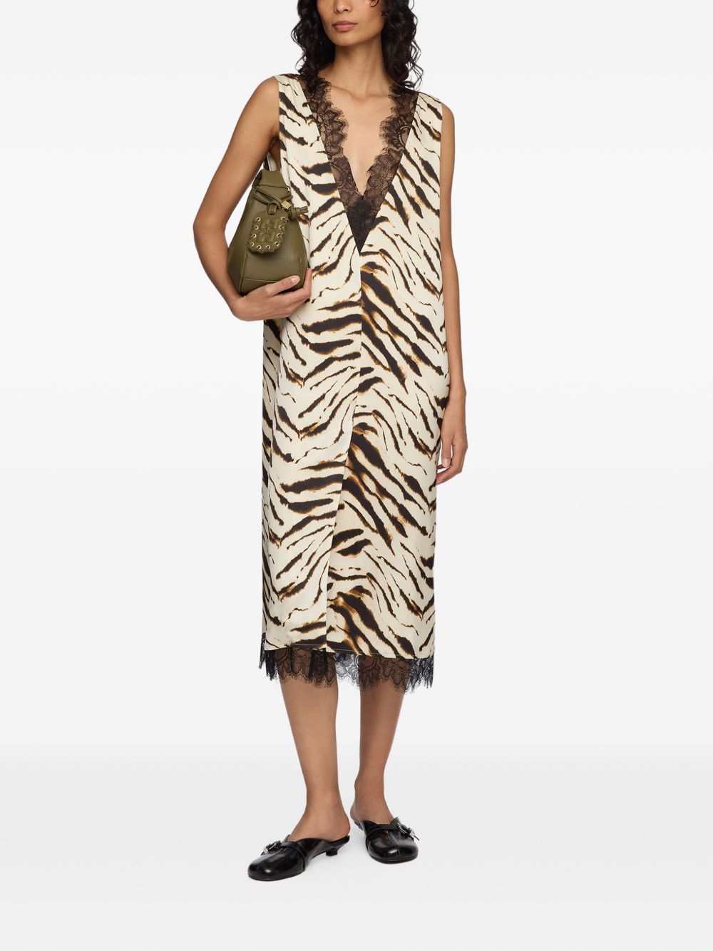 Ganni Zebra Print Midi Dress