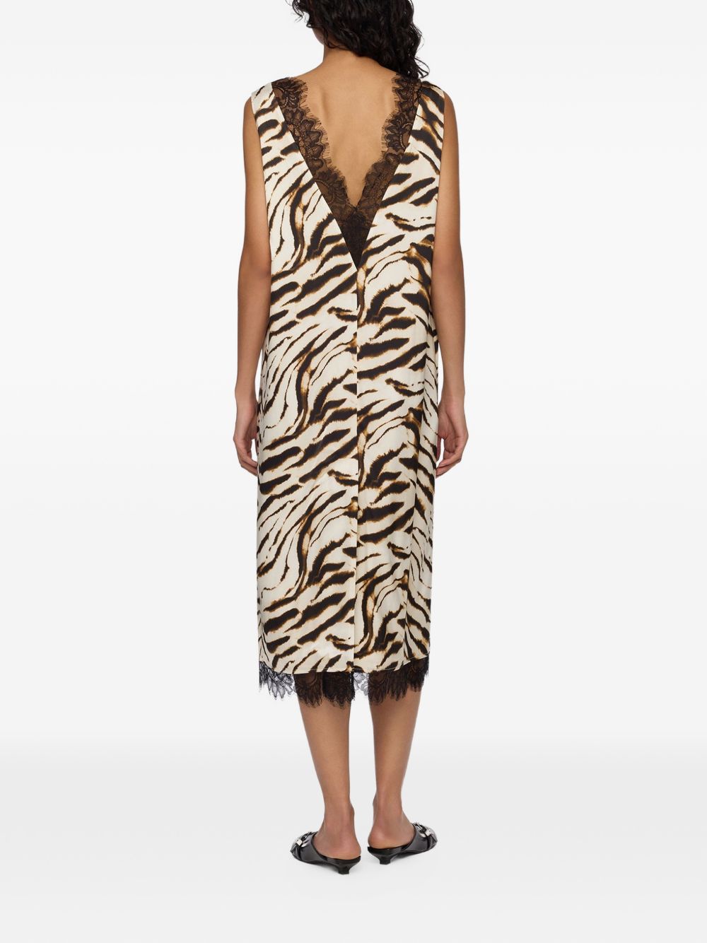 Ganni Zebra Print Midi Dress