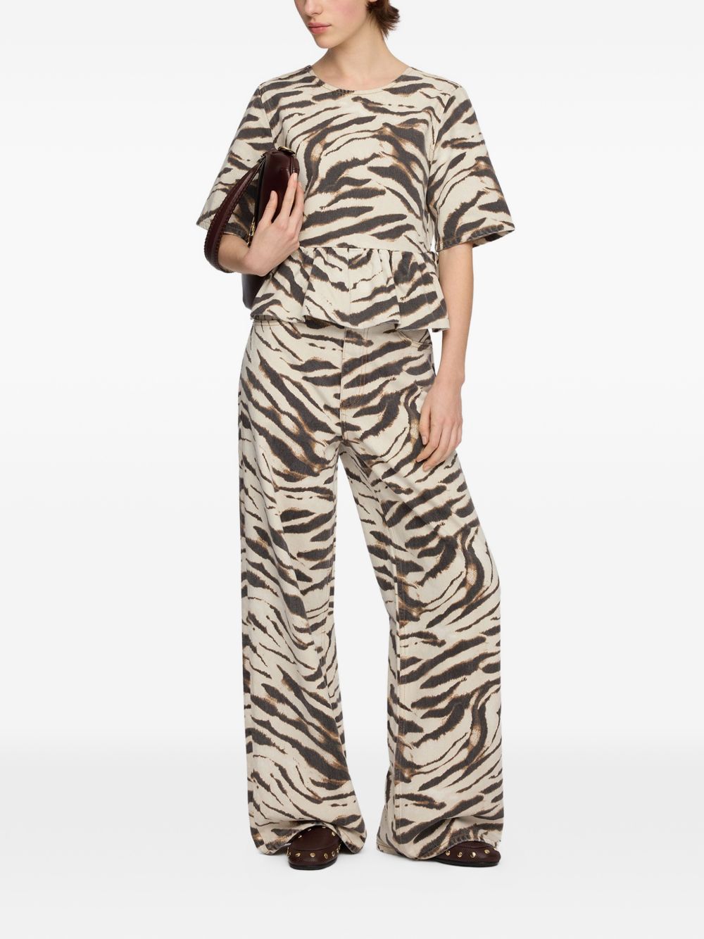 Ganni Zebra Print Organic Cotton Top