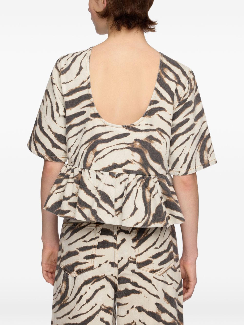 Ganni Zebra Print Organic Cotton Top