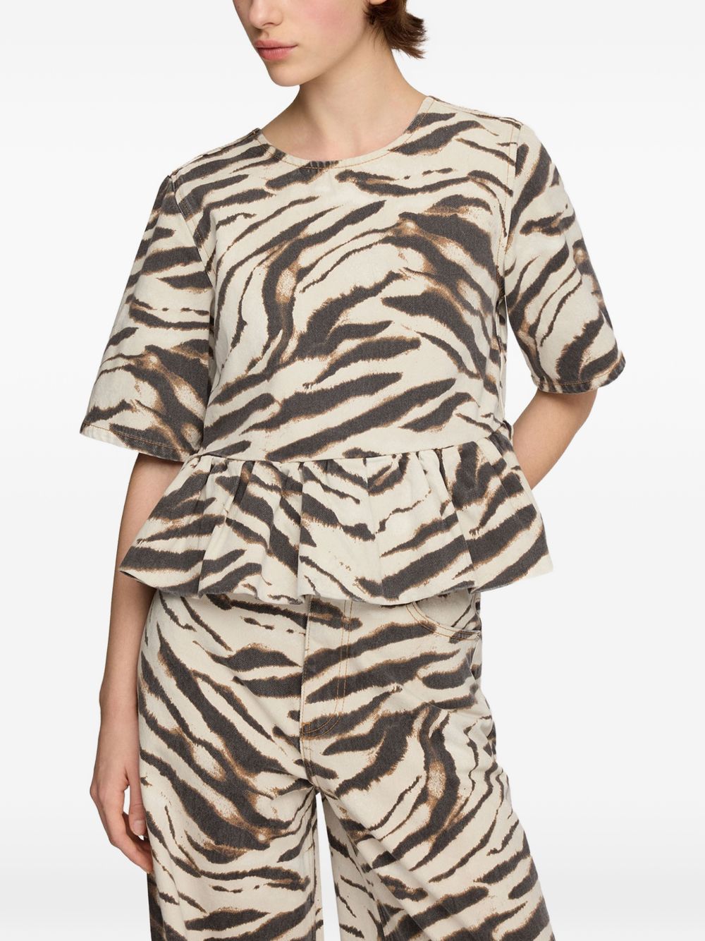Ganni Zebra Print Organic Cotton Top