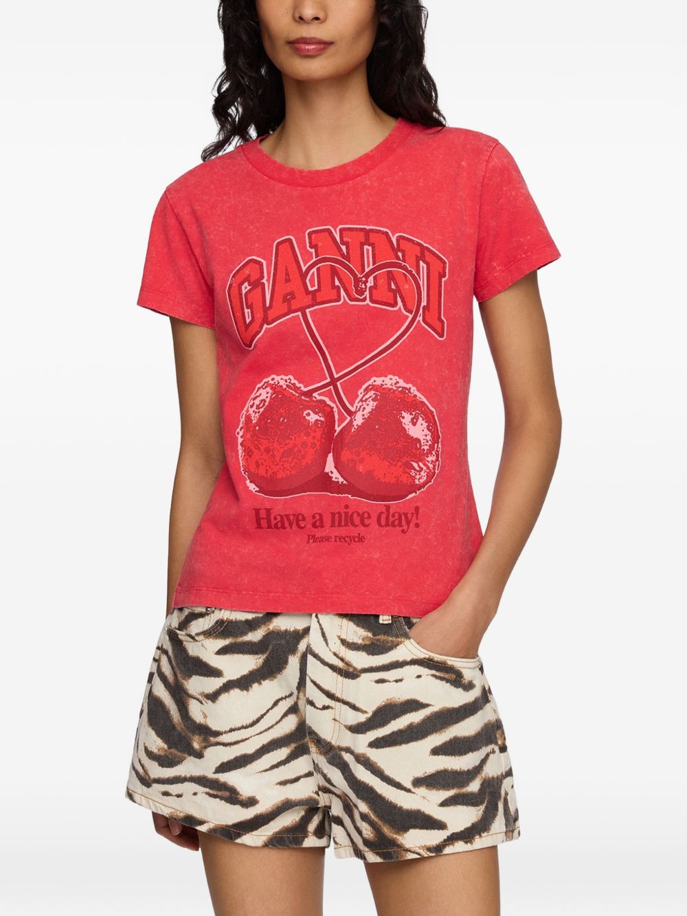 Ganni Printed Cotton T Shirt