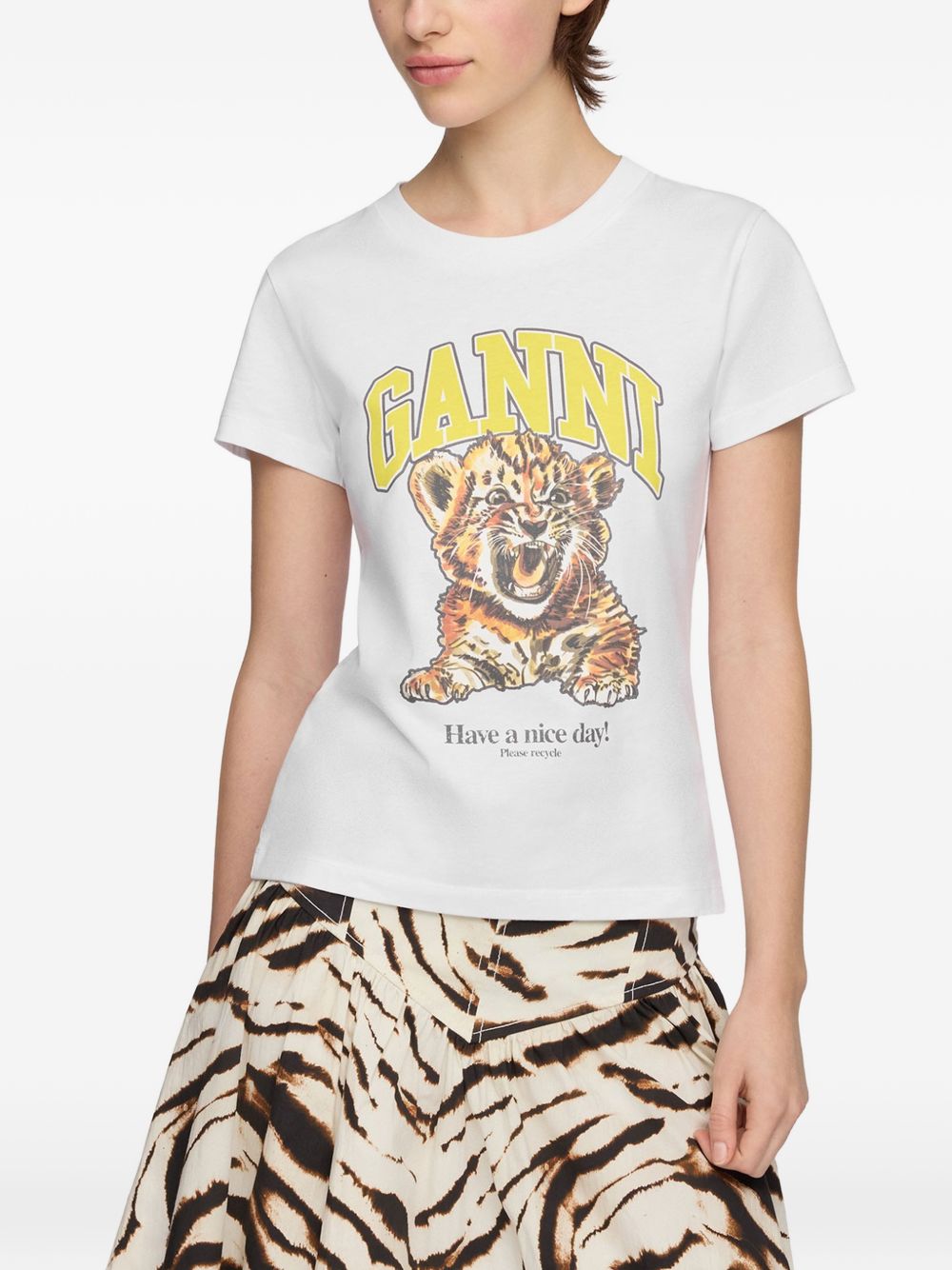 Ganni Printed Cotton T Shirt